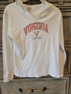 47 Brand White Cotton Tee with Black Logo Print